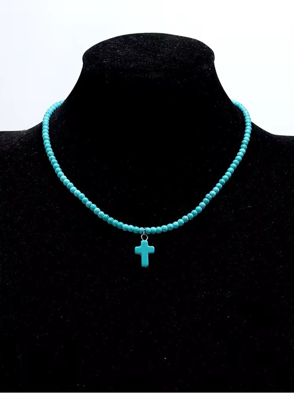 Turquoise Beaded Cross Necklace - Women Jewelry